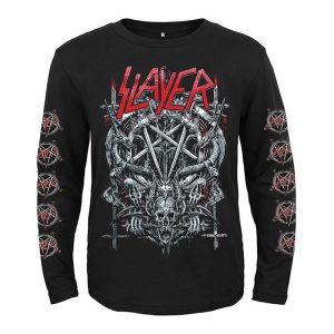 7 designs Slayer band SKull Punk Rock rocker men women full long sleeves shirt heavy thrash metal black tee fitness