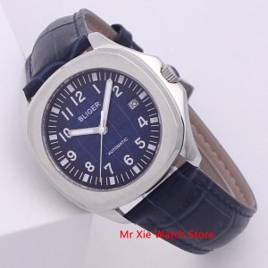 Bliger 40mm Automatic Mechanical Men Watch Luxury Brand Square Watch Case Leather Strap Sapphire Glass Luminous Wristwatch Men