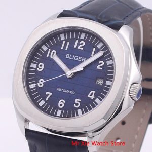 Bliger 40mm Automatic Mechanical Men Watch Luxury Brand Square Watch Case Leather Strap Sapphire Glass Luminous Wristwatch Men