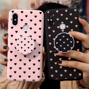 Heart Phone Holder Case For Xiaomi Mi A3 A1 A2 8 9 SE Lite 10 9T F1 CC9 CC9E For Redmi Note 8 8T 5 6 7 Pro 7A 8A TPU Matte Cover