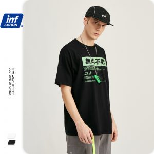 INFLATION Mens t shirts Chinese Printed 100% Cotton Short Sleeve Men Hip-Hop T-shirt O-neck Harajuku Streetwear T-shirt 1202S20