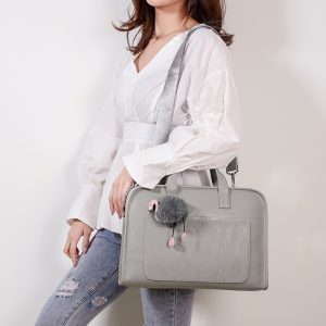 J.QMEI Fashionable 13.3″ 14″ 15.6″ PU Leather Notebook Laptop Bag Water Resistant Women Girl Computer Shoulder Bag