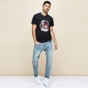KUEGOU 2020 Summer 100% Cotton Print White T Shirt Men Tshirt Brand T-shirt Short Sleeve Tee Shirt Fashion Plus Size Tops 3307
