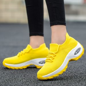 MWY Wedges Shoes For Women Yellow Sneakers Comfort Ladies Trainers Women Casual Shoes Platform Shoes Plus Size Chaussures Femme