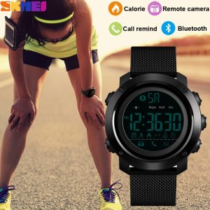 SKMEI Fashion Calorie Pedometer Sport Smart Wristwatch Bluetooth Remote Camera LED Digital Waterproof Watch relogio inteligente