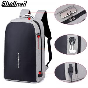Shellnail Waterproof Laptop Bag Travel Backpack Multi Function Anti Theft Bag For Men PC Backpack USB Charging For Macbook IPAD