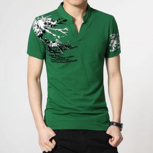 Summer 2020 Men T Shirt Letters Flocking Print Henry Collar T-shirts Short Sleeves Straight Loose Plus Size Tops & Tees M-5XL