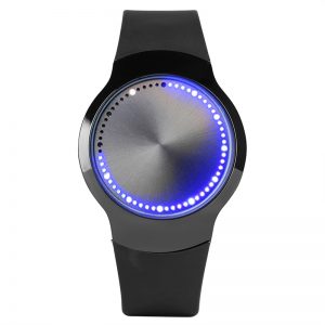 Unique Blue LED Luminous Touch Screen Clock Male Smart Electronics Casual Men Women Digital Watch Black Rubber Band Lovers Gifts
