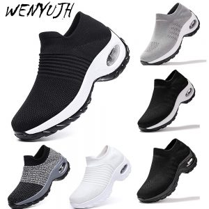 Womens Flats Slip On Shoes Women Mesh Casual Sock Sneakers Platform 2019 Comfortable Ladies Breathable Athletics Jogging Sneaker